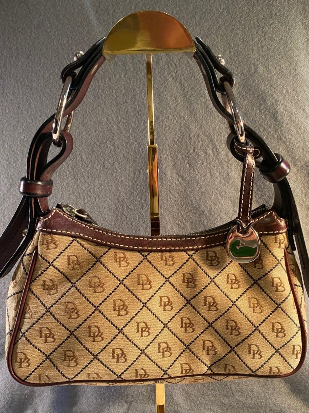 Dooney & Bourke Signature DB Monogram Canvas Baguette Shoulder Bag